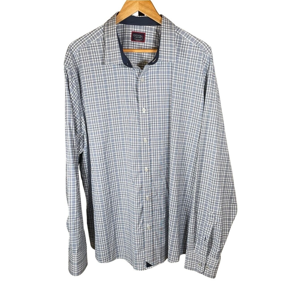 UNTUCKit Men's 3XL Performance Plaid Long Sleeve Button Down Shirt XXX-Large